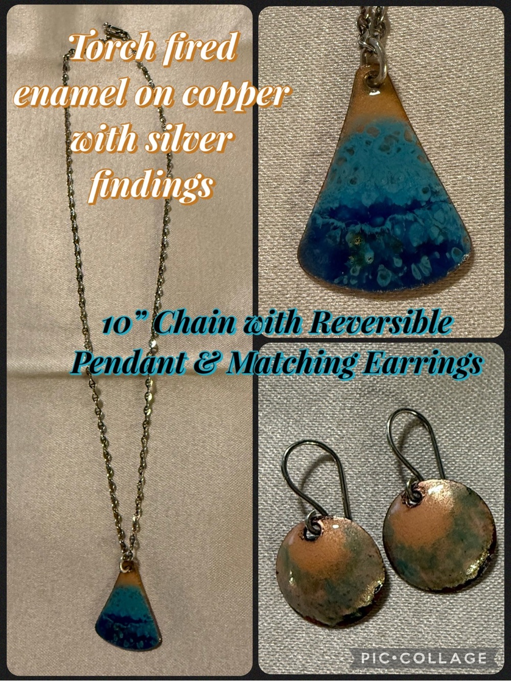 Torch-Fired Copper Enamel Pendant & Earring Set - Alaskan Metalsmith